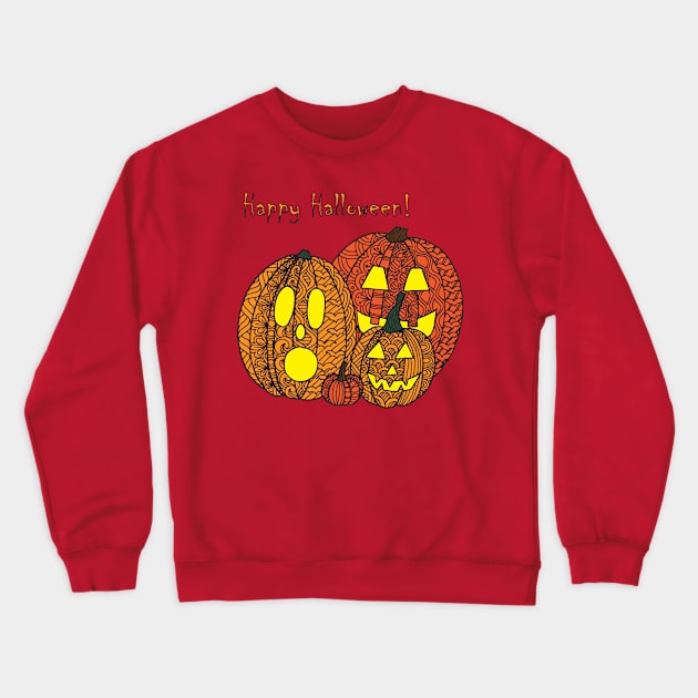 Happy Halloween Pumpkins Crewneck Sweatshirt by ColoringWithKristine